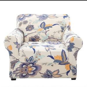 NWOT‎ Floral & Beige 2PC Armchair Slipcover
